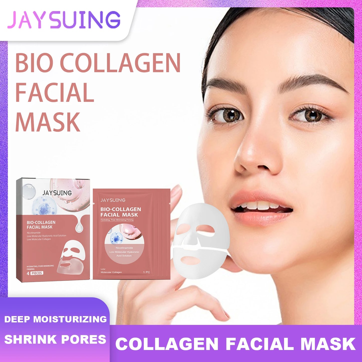Bio Collagen Facial Mask – Hydrating & Pore-Minimizing 4 Pcs