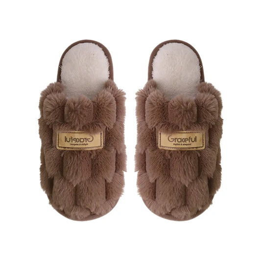 Women's Winter Fur Slippers – Non-Slip Soft Indoor House Shoes Winter House Slippers Peaceful Pleasures Health and Wellness