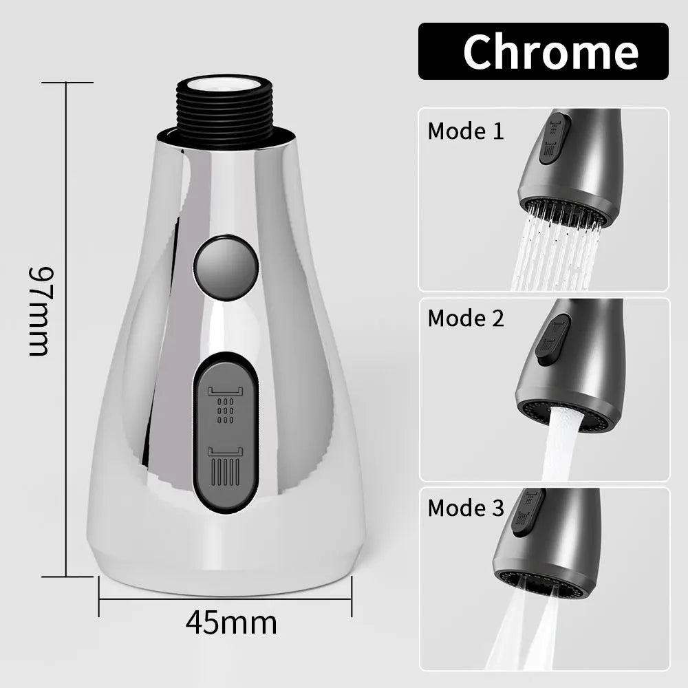 3-Mode Pull Out Kitchen Faucet Sprayer Nozzle – Water Saving