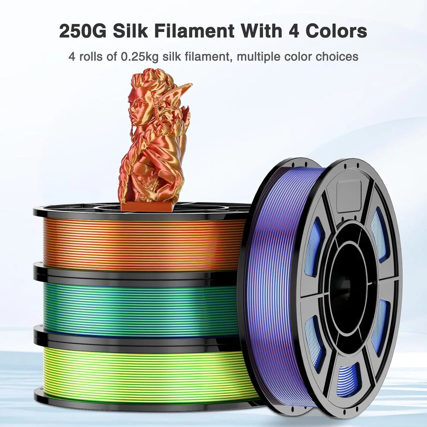 Dual-Color Shiny PLA Filament 1.75mm | 4 Colors, 200g–1kg