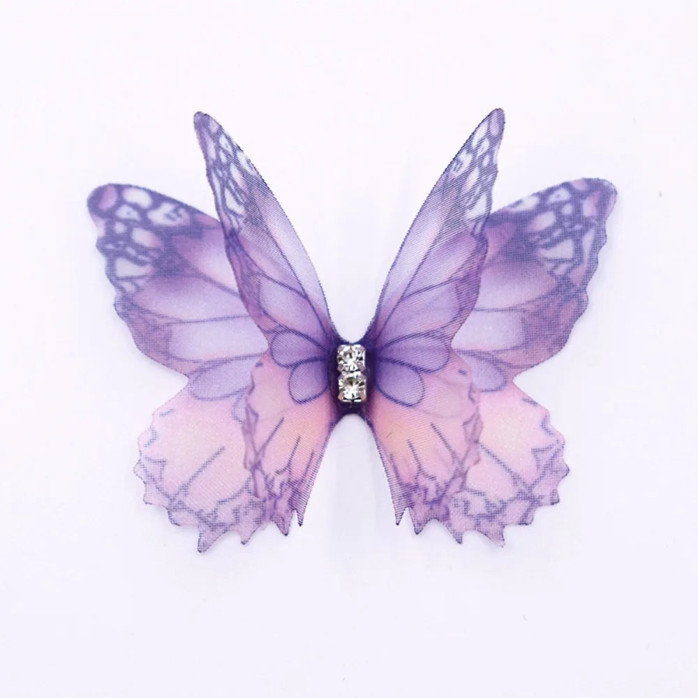 50Pcs 3D Organza Butterfly Appliqués – Gradient Mesh Patches