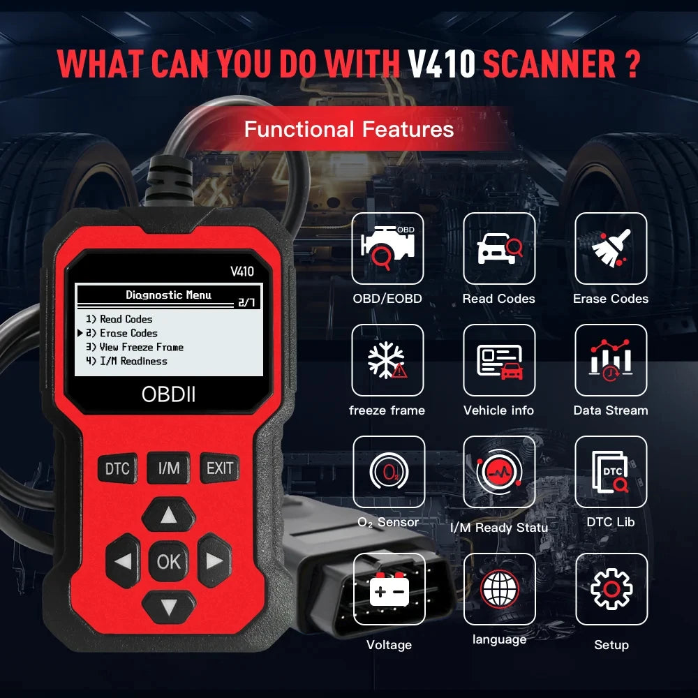 Obd2 Scanner Code Reader Car Diagnostic Tool Engine Fault Code Reader, Used to Clear Cel, with Real-Time Data/Freeze Frame/I/M Readiness, Suitable for All Obdii Protocol Cars Peaceful Pleasures Health and Wellness