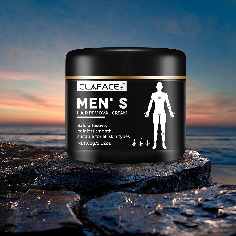 Men Painless Hair Remover Cream Mild Non Irritating Inhibition Hair Growth Eliminate Beard Body Chest Private Parts Depilatory Peaceful Pleasures Health and Wellness
