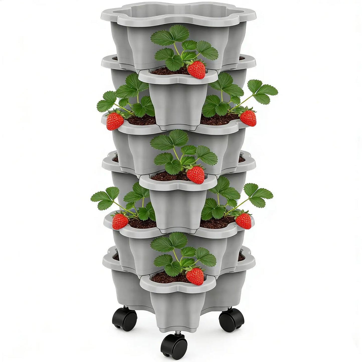 Stackable Vertical Planter 4/5/6-Tier with Wheels | Garden Tower