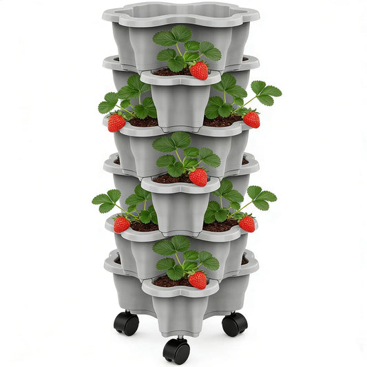 Stackable Vertical Planter 4/5/6-Tier with Wheels | Garden Tower Vertical Garden Planter Peaceful Pleasures Health and Wellness
