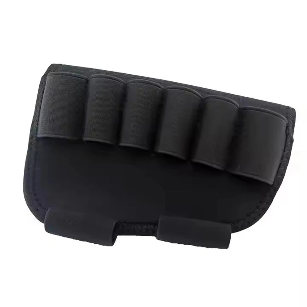 Tactical 6 Round Shotgun Buttstock Ammo Holder 12/20 Ga Bullet Carrier Hunting Rifle Butt Stock Cartridge Pouch ﻿ Peaceful Pleasures Health and Wellness black color