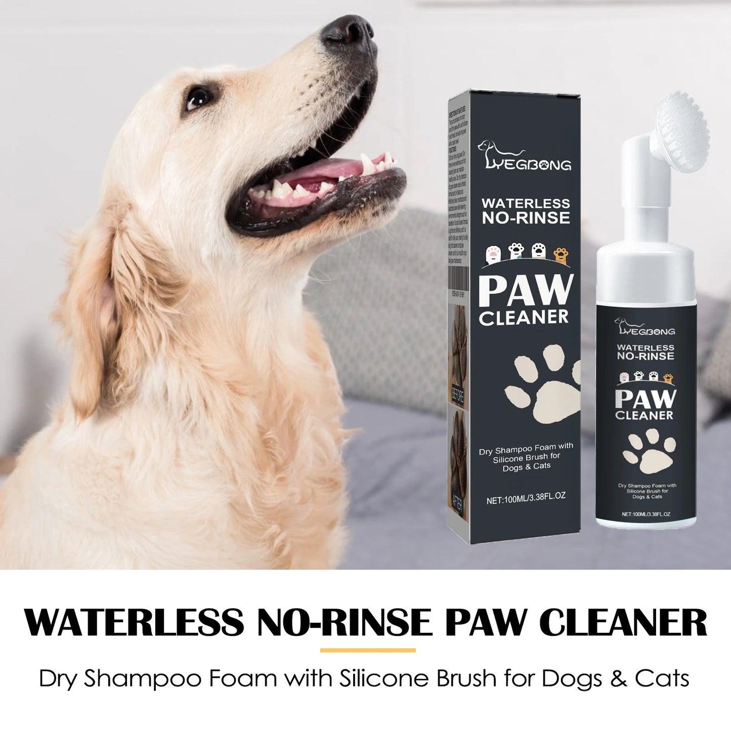 YEGBONG Waterless Dog Cat Paw Cleaner Foam | No-Rinse 100ml