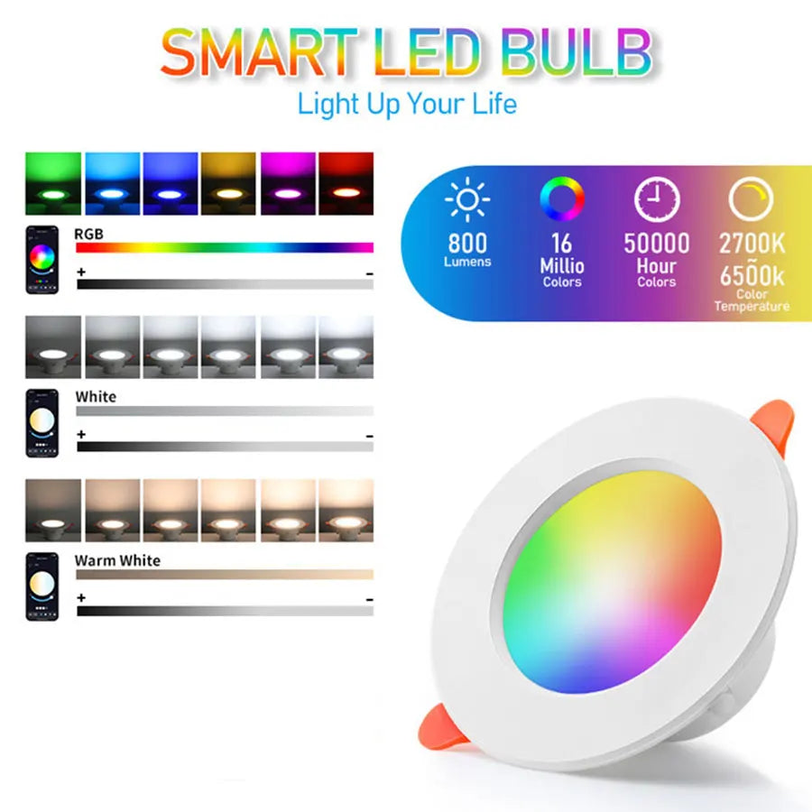 Tuya Smart LED Downlight 10/15W RGB Bluetooth Recessed Spot
