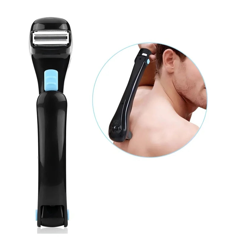 Double-bladed blade body hair trimmer with long handle and depilatory razor - a household back and body shaving tool Peaceful Pleasures Health and Wellness
