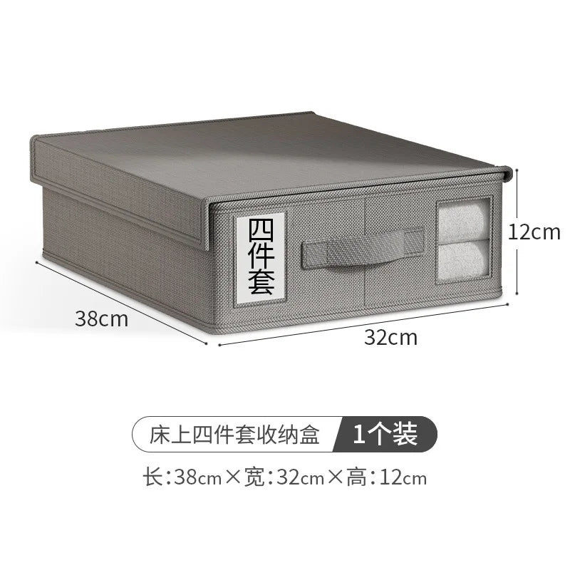 Creative Bed Sheet Storage Box Clothing Fabric Sheet 4-piece Organizer Wardrobe Blanket Quilt Cover Non-woven Storage Box Peaceful Pleasures Health and Wellness E