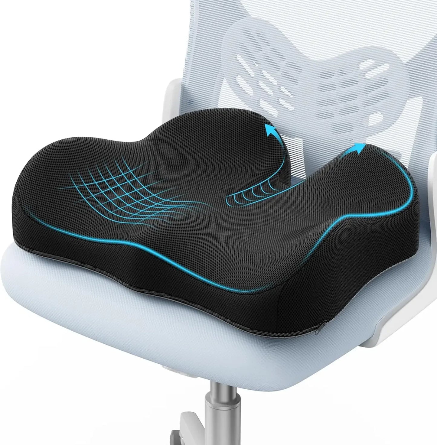 Ergonomic Memory Foam Seat Cushion for Office and Car - Relieves Back Pain, Black Peaceful Pleasures Health and Wellness United States