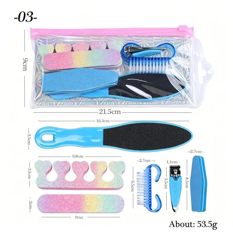 Portable 5/6Pcs Manicure Pedicure Tool Manicure Care Kit Dead Skin Pusher Nail Clipper Nail File Polishing Block Grinding Tool Peaceful Pleasures Health and Wellness 3