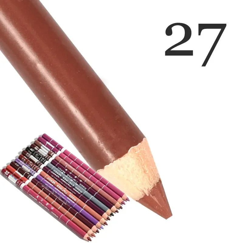 28-Color Waterproof Matte Lip Liner Pencil – Long-Lasting