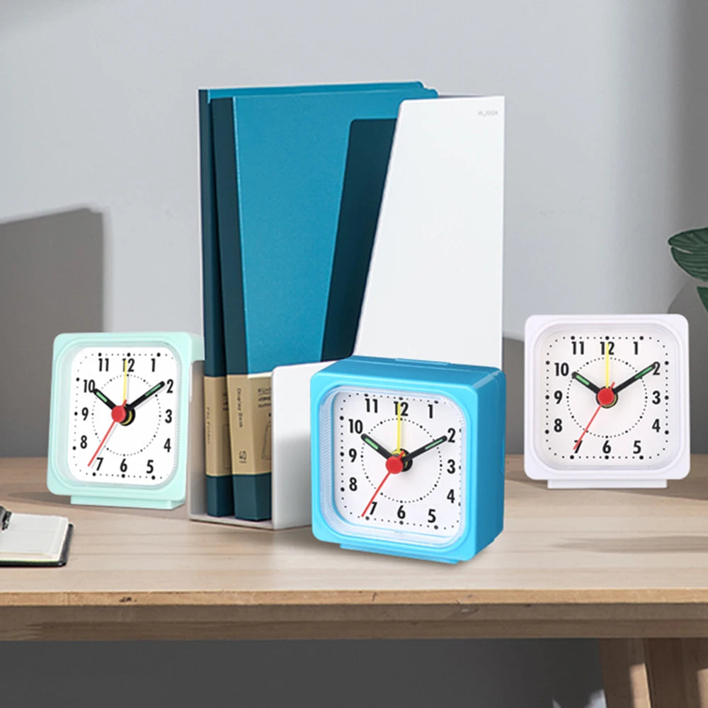1PC Square Small Alarm Clock Acrylic Frame Quartz Movement Accurate Time Bedside Desk Clock for Bedroom Wake Up Student Clock Peaceful Pleasures Health and Wellness