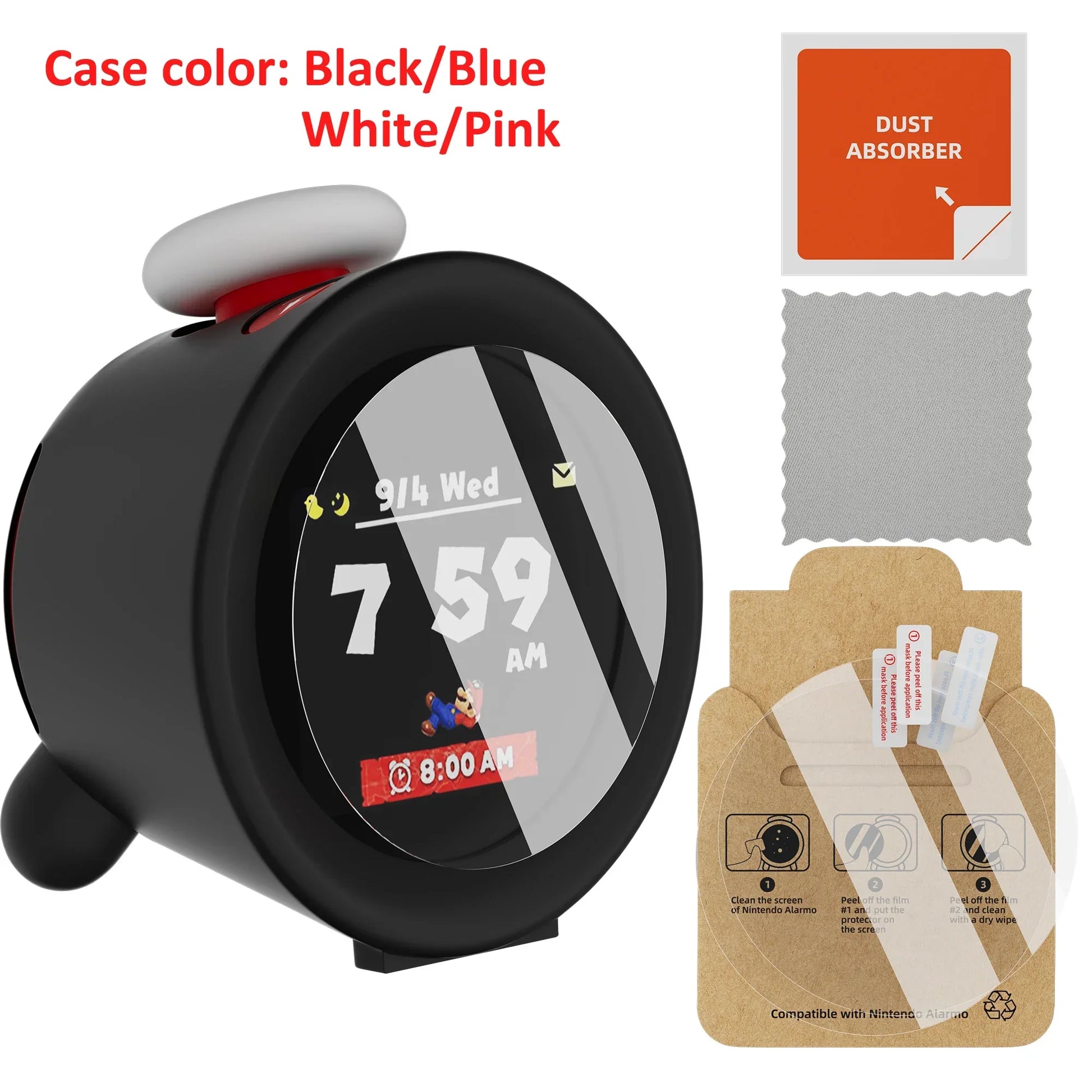 Liquid Silicone Case and 2 Pack HD Films for Nintendo Alarmo Peaceful Pleasures Health and Wellness