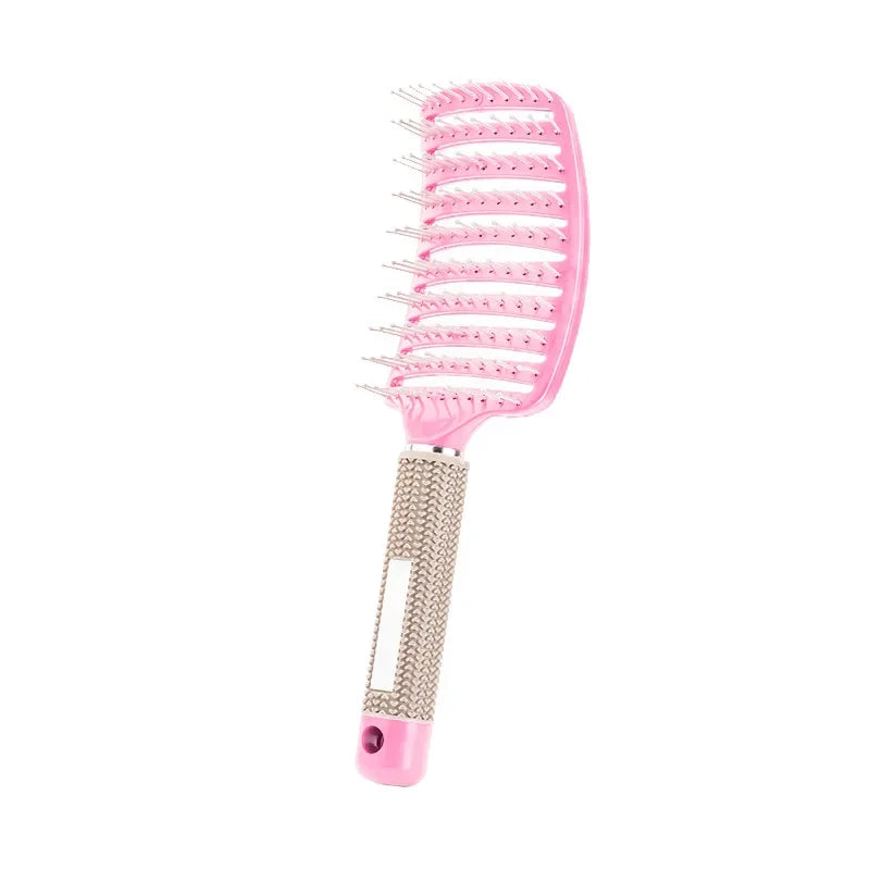 Hair Brush Scalp Massage Comb Hairbrush Bristle;Nylon Women Wet Curly Detangle Hair Brush for Salon Hairdressing Styling Tools Peaceful Pleasures Health and Wellness Pink hairless