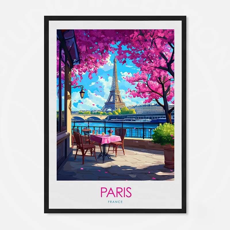Paris Eiffel Tower Canvas Wall Art | France Travel Poster