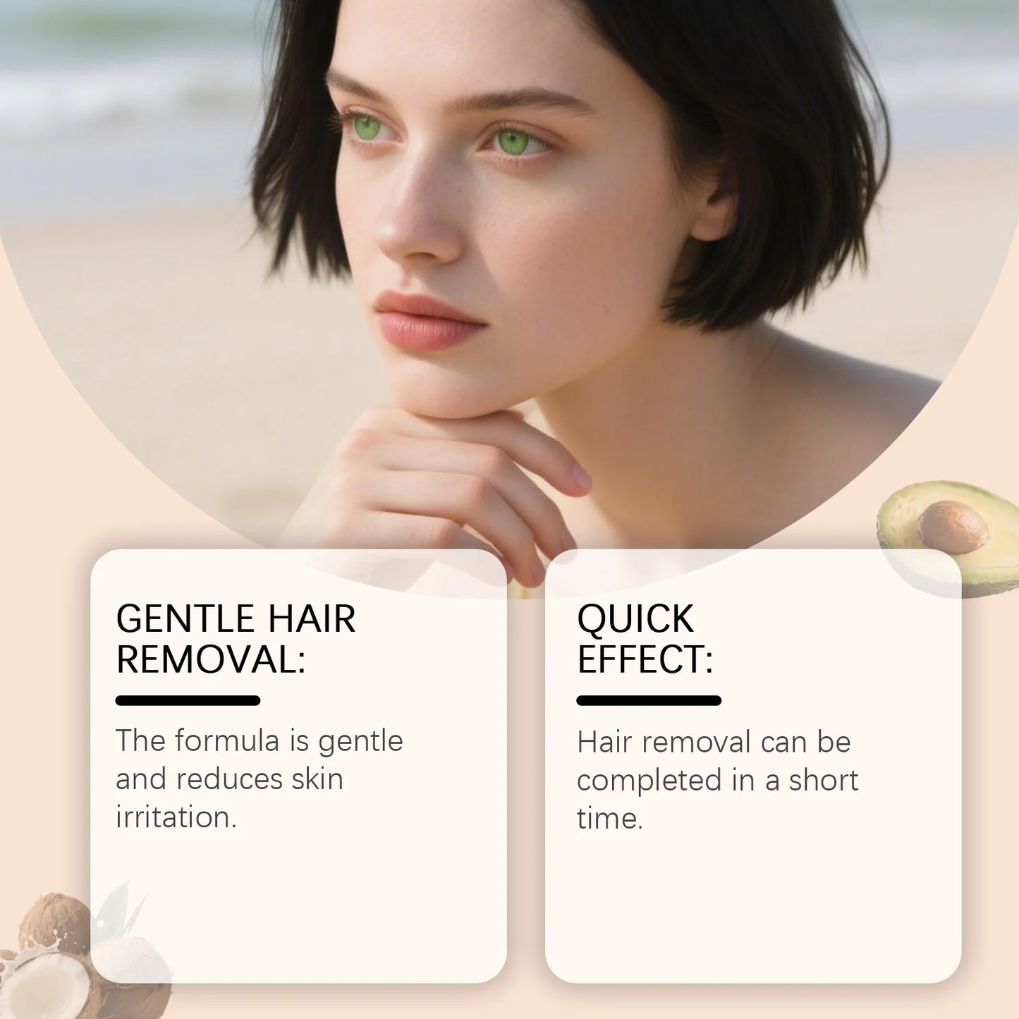Coconut Hair Removal Cream Gently Softens Facial Hair Follicles Effortlessly Removes Fine Facial Hair Skin-Smoothing Lotion Peaceful Pleasures Health and Wellness