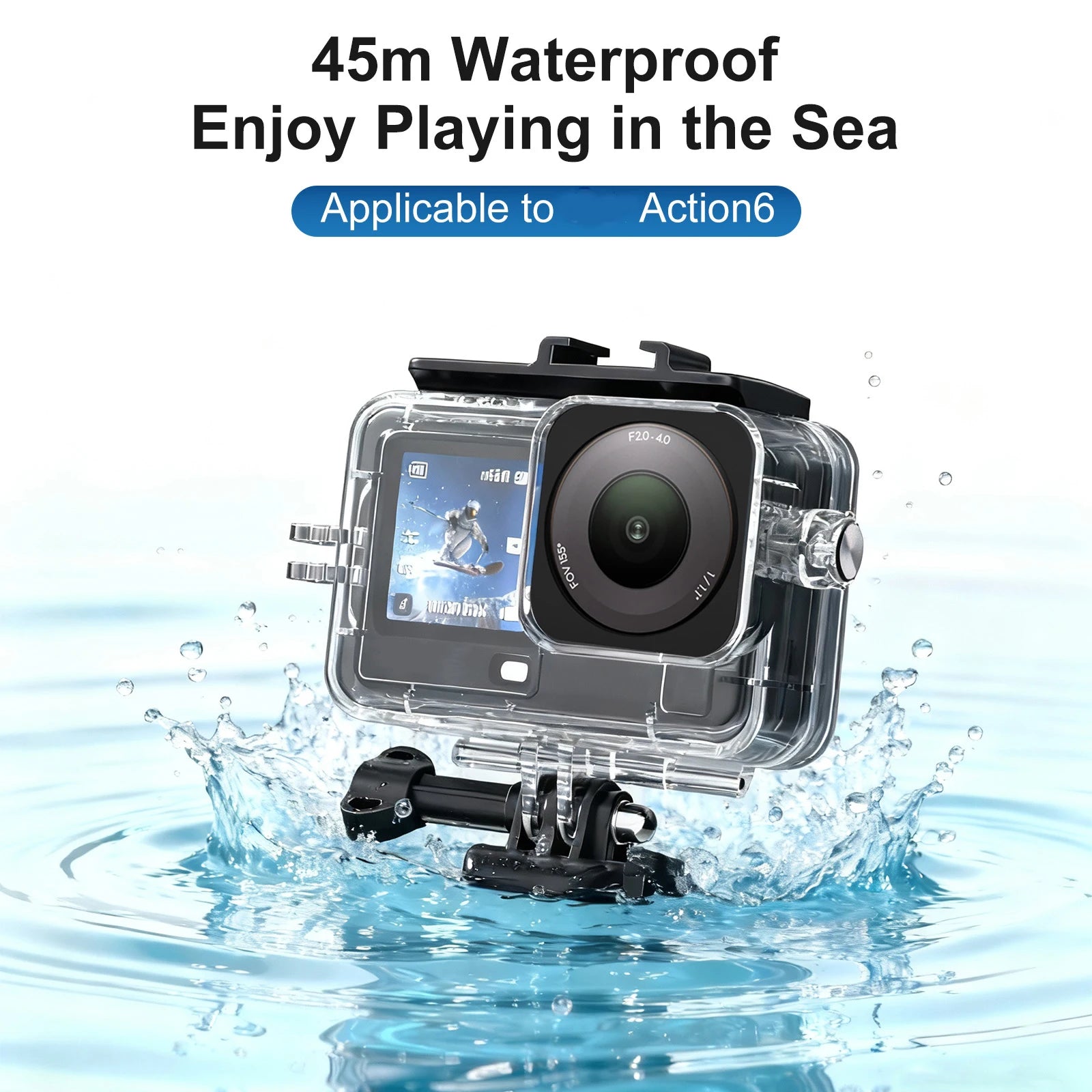 45M Camera Protective Shell Waterproof PC Sports Camera Cover Transparent Tempered Glass For DJI Osmo Action 6 (High Sealing) Peaceful Pleasures Health and Wellness