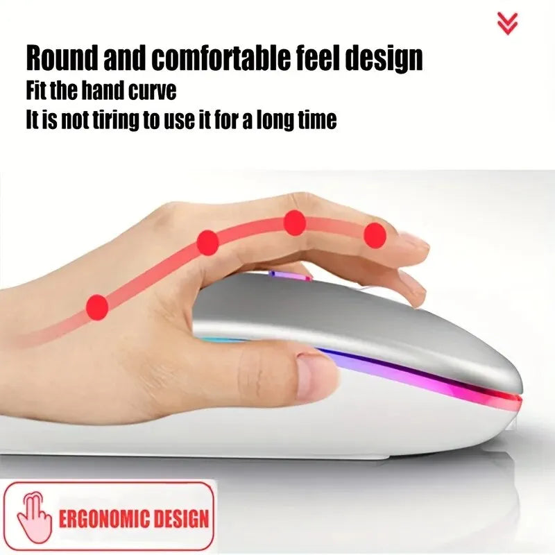Wireless Mouse Gaming Mouse Backlight USB Compatible RGB Rechargeable Mice Silent Backlit Ergonomic Gaming Mouse for Laptop PC Peaceful Pleasures Health and Wellness