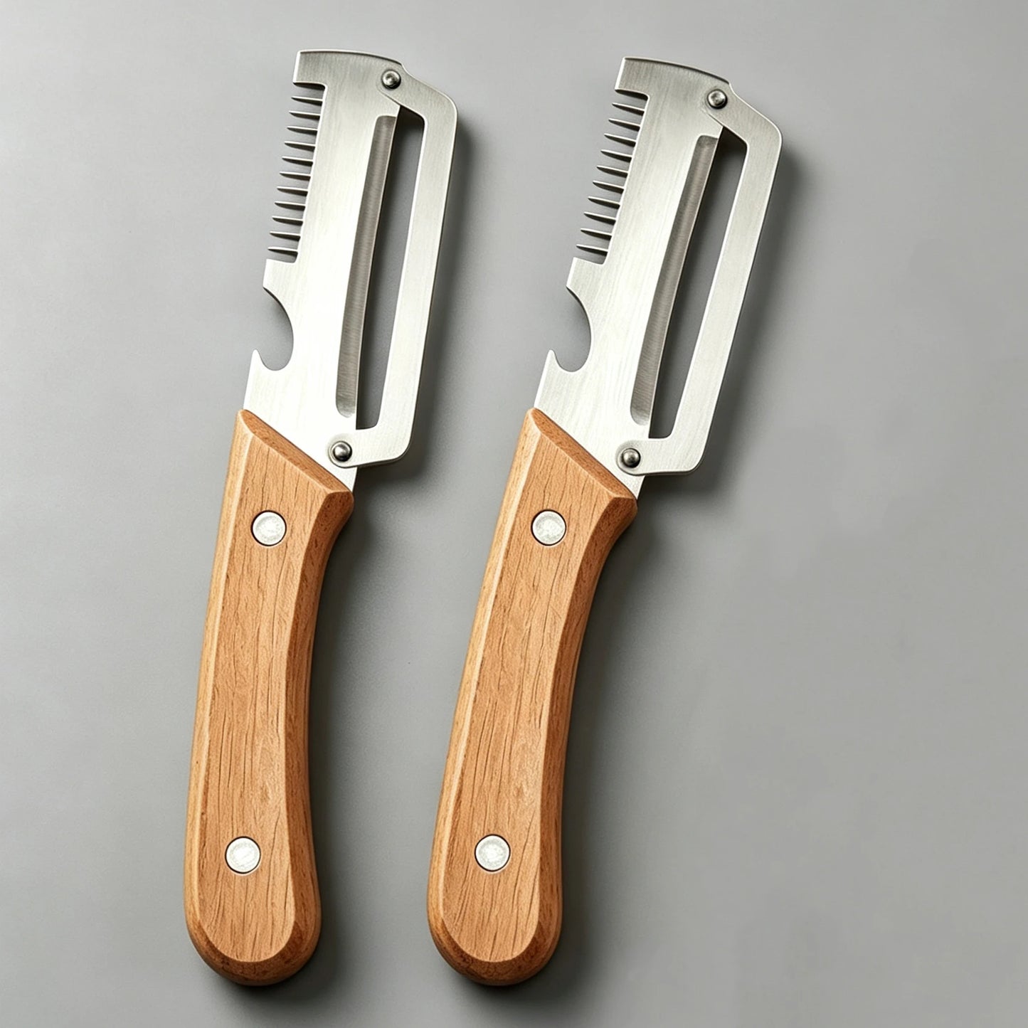 Stainless Steel Peeler with Wooden Handle – Multi-Function Fruit & Vegetable Peeling Tool Peaceful Pleasures Health and Wellness 2pcs wooden
