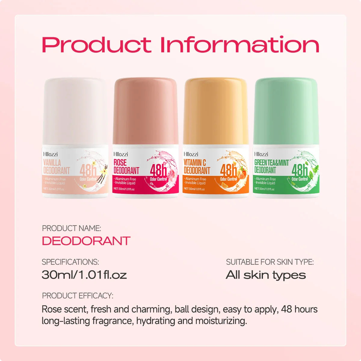 48-Hour Roll-On Deodorant – Vitamin C, Rose & Green Tea