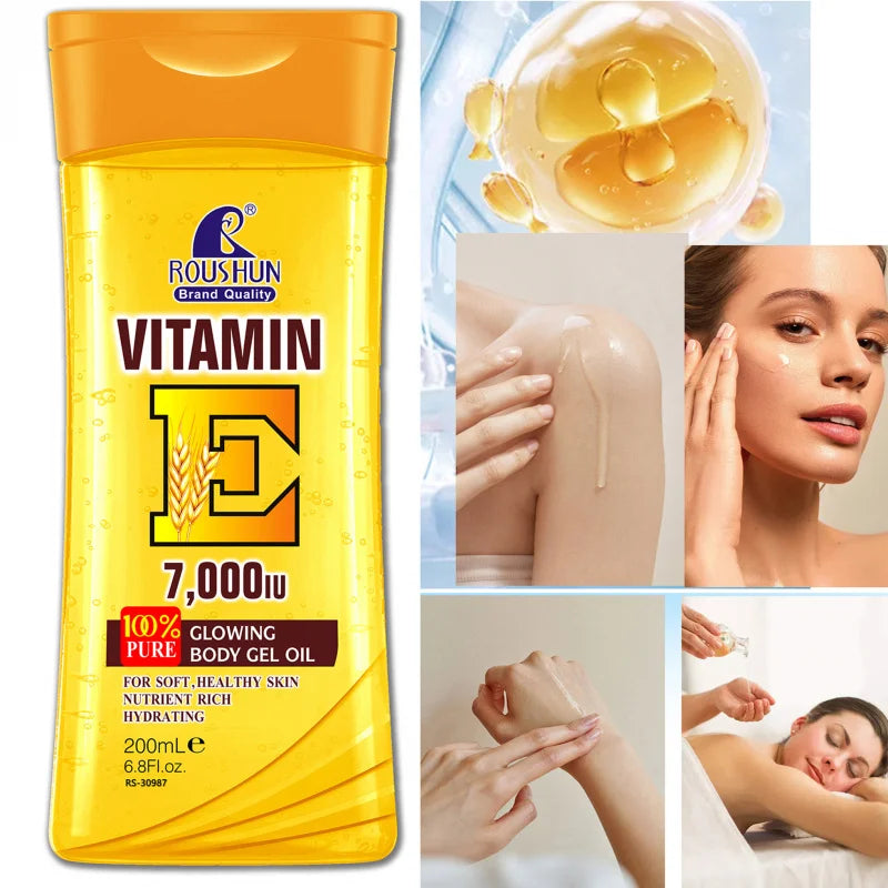 200ML Roushun VITAMIN E Body OIL Moisturizing Essential Oil Body Oil Unisex Full Body Skincare Oil for Body, Face, Hand, Peaceful Pleasures Health and Wellness