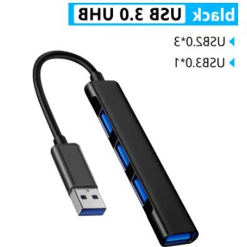 New Black Color 4 Port USB Type C HUB 3.0/2.0 High Speed Splitter For Adapter OTG For PC Computer Accessories Peaceful Pleasures Health and Wellness