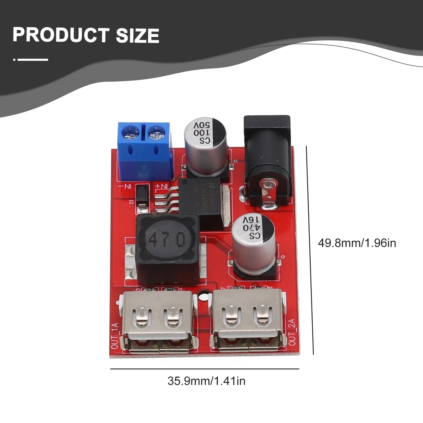 DC 6V–40V to 5V 3A Dual USB Step-Down Converter Module