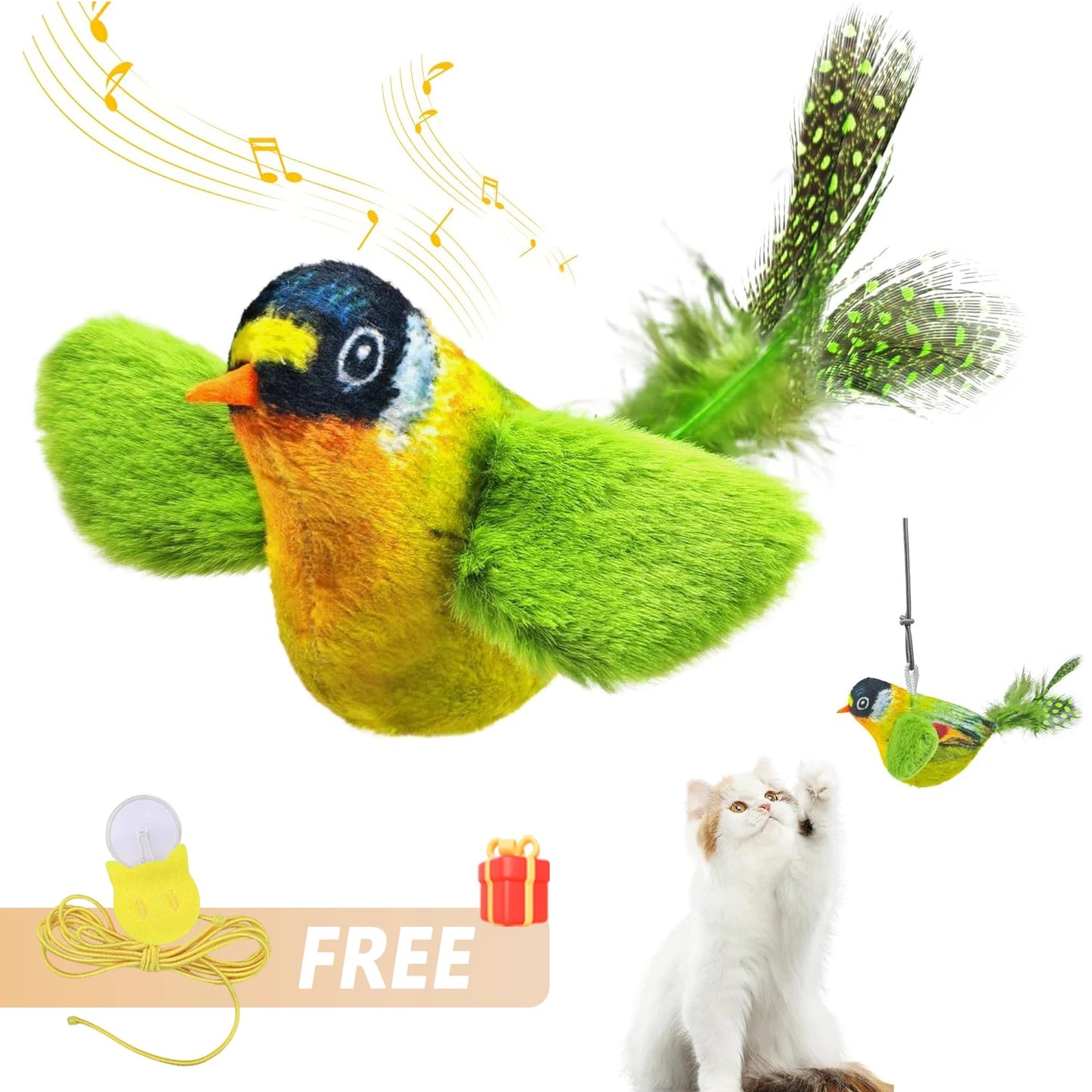 Interactive Bird Cat Toy with Catnip & Chirping Sound