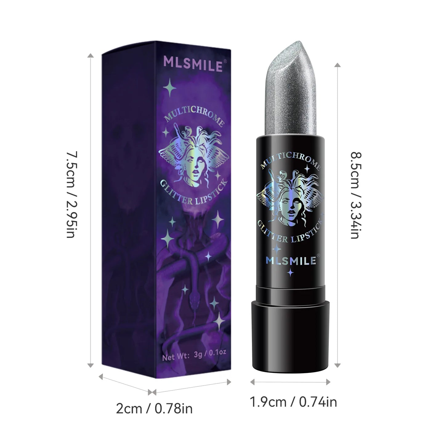 MLSMILE Glitter Lipstick | Waterproof Metallic Pearlescent 6 Colors