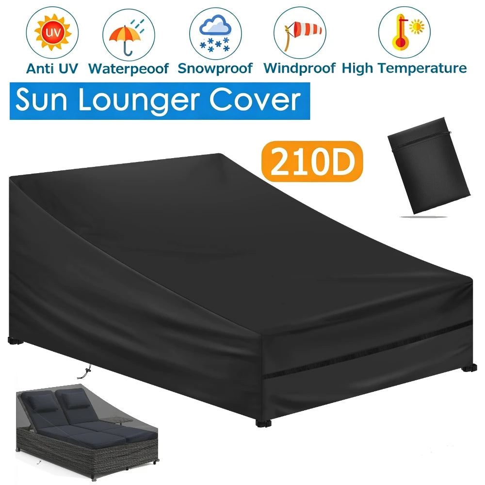 Patio Chaise Lounge Cover Waterproof Sunlounger Cover Outdoor Lounge Chair Cover Anti-UV and Dustproof Lawn Furniture Cover ﻿ Peaceful Pleasures Health and Wellness
