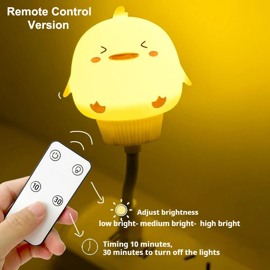 USB Night Light LED Cute Cartoon Night Lamp Bear Chick Kitten Remote Control for Baby Kid Bedroom Decoration Bedside Lamp Peaceful Pleasures Health and Wellness