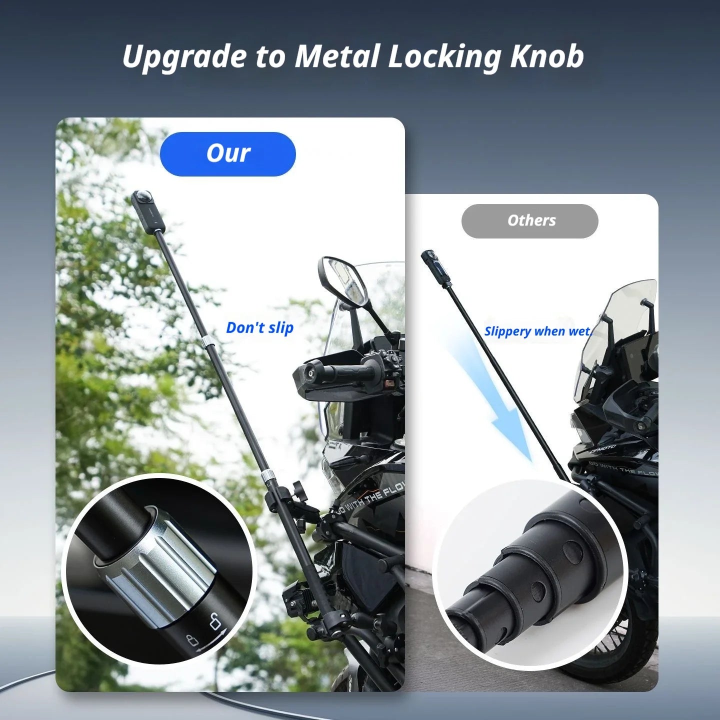 43" Motorcycle Selfie Stick for Insta360 X5/X4 & DJI Osmo