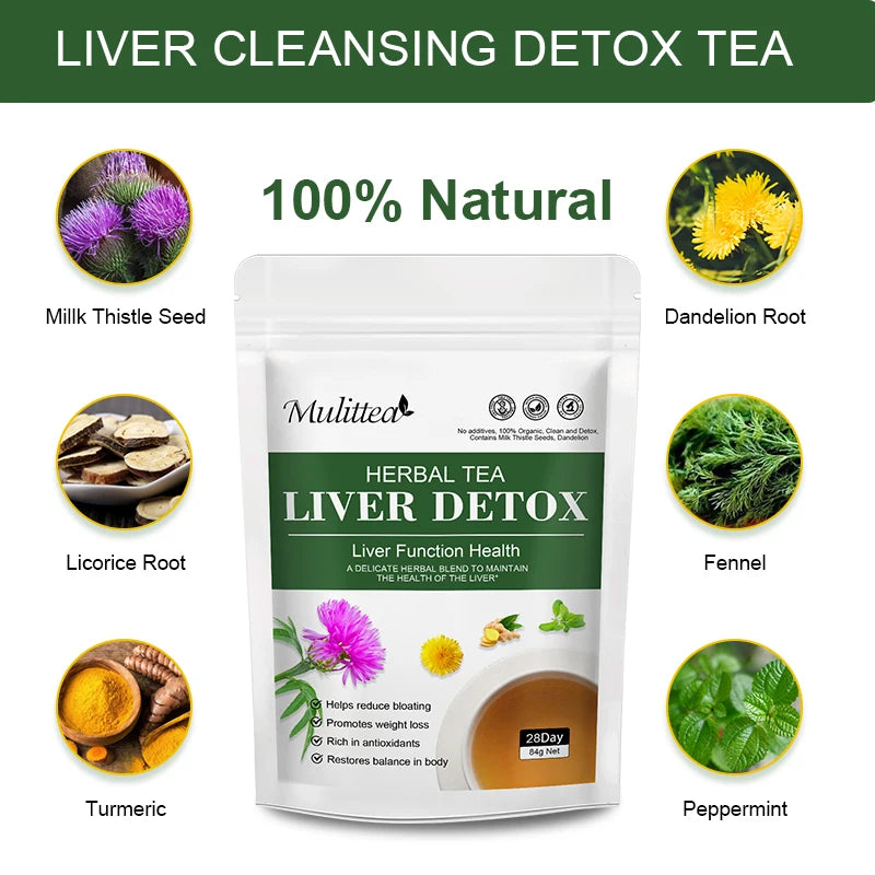 Liver Detox Tea – Dandelion Root, Milk Thistle & Turmeric | 42-Day Supply Peaceful Pleasures Health and Wellness