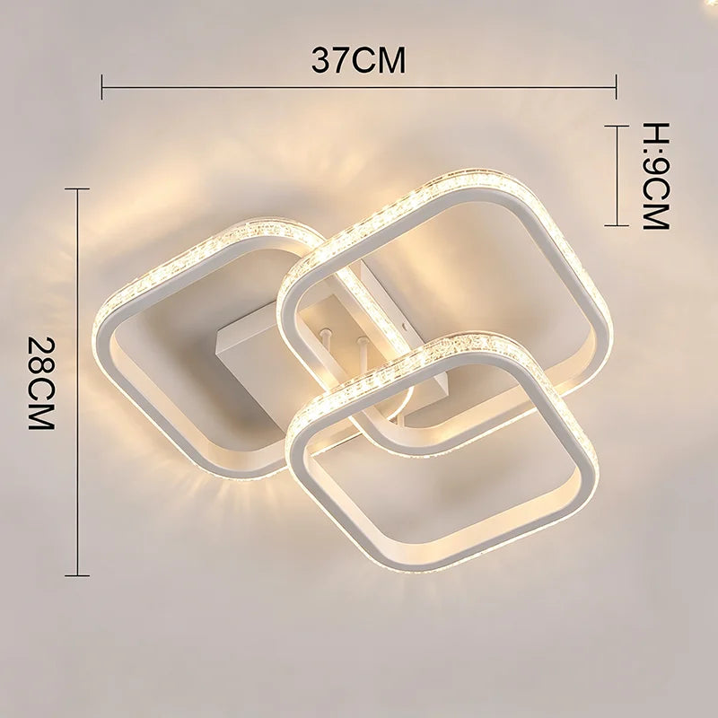 Crystal LED Ceiling Light 3-Color 3000K–6500K | Bedroom & Kitchen
