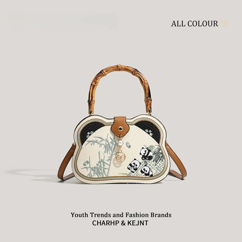 Panda Bamboo Crossbody Bag | Chinese Vintage Shoulder Handbag