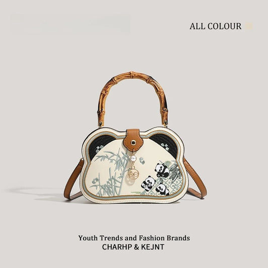 Panda Bamboo Crossbody Bag | Chinese Vintage Shoulder Handbag Crossbody Shoulder Bag Peaceful Pleasures Health and Wellness