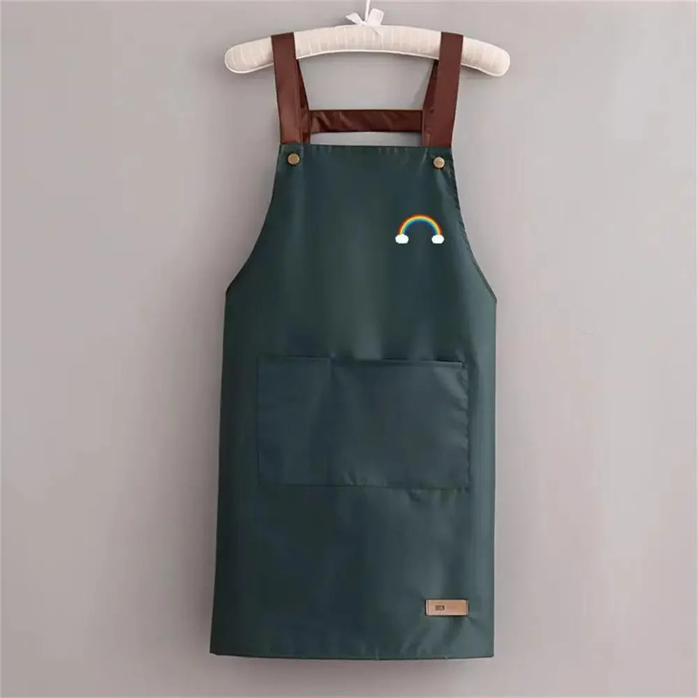 Waterproof Anti-Oil Kitchen Apron with Zipper Pocket | PVC