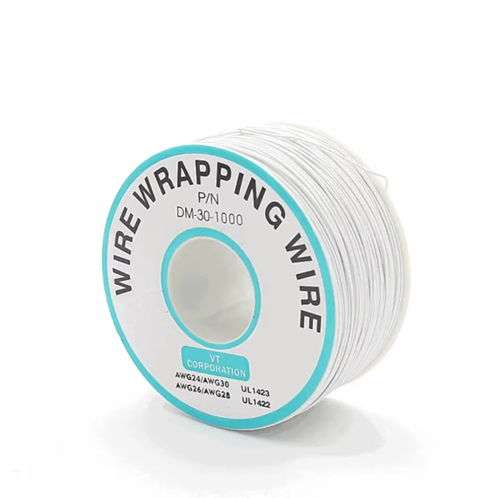 250 Meters AWG30 Wrapping Wire Single Strand Copper Cable Ok Wire Electrical Wire for Laptop Motherboard PCB Solder Peaceful Pleasures Health and Wellness White