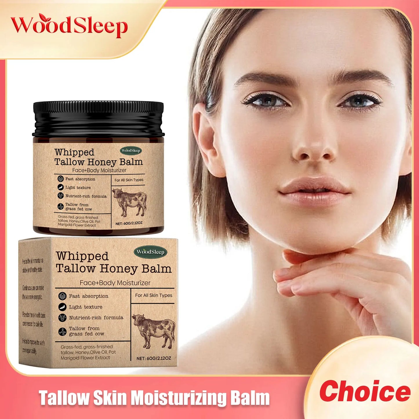 WOODSLEEP Tallow & Honey Face Balm – Moisturizing Cream 60g