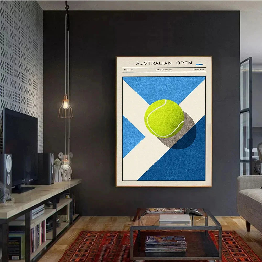 Tennis Evolution Wall Art Poster Aussie Open Canvas Art Prints US Open Wall Decor Picture Wimbledon Tennis Canvas Painting Peaceful Pleasures Health and Wellness