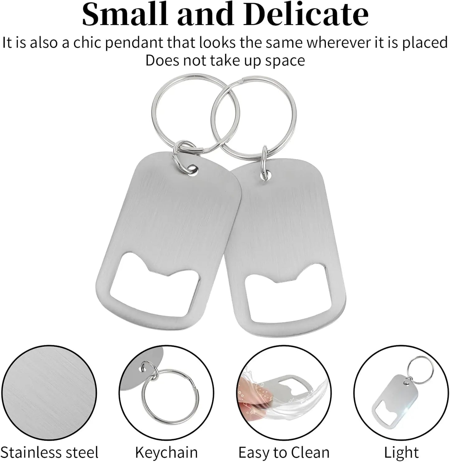 Stainless Steel Flat Beer Bottle Opener Keychain | 1-2 Pack