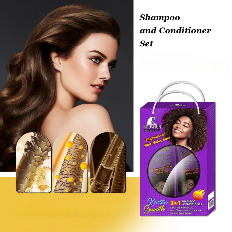 Keratin Shampoo + Conditioner Set Cleanses the scalp, nourishes hair, softens hair care, leaves fragrance, washes hair care Peaceful Pleasures Health and Wellness
