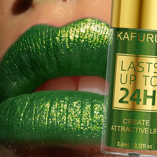 KAFURUX Green Glitter Lip Gloss – Metallic Liquid Lipstick Glitter Lip Gloss Oasis Select