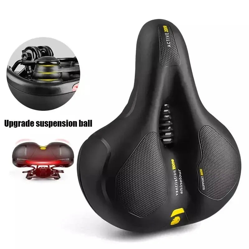 Dual shock-absorbing ball memory foam waterproof wide bike saddle for stationary bike/exercise bike/mountain bike/road bike etc. Peaceful Pleasures Health and Wellness YELLOW