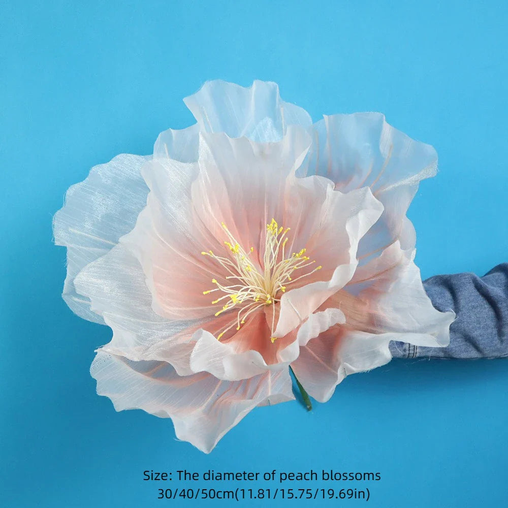 Large Artificial Peach Blossom Flower Head 30/40/50cm Gauze
