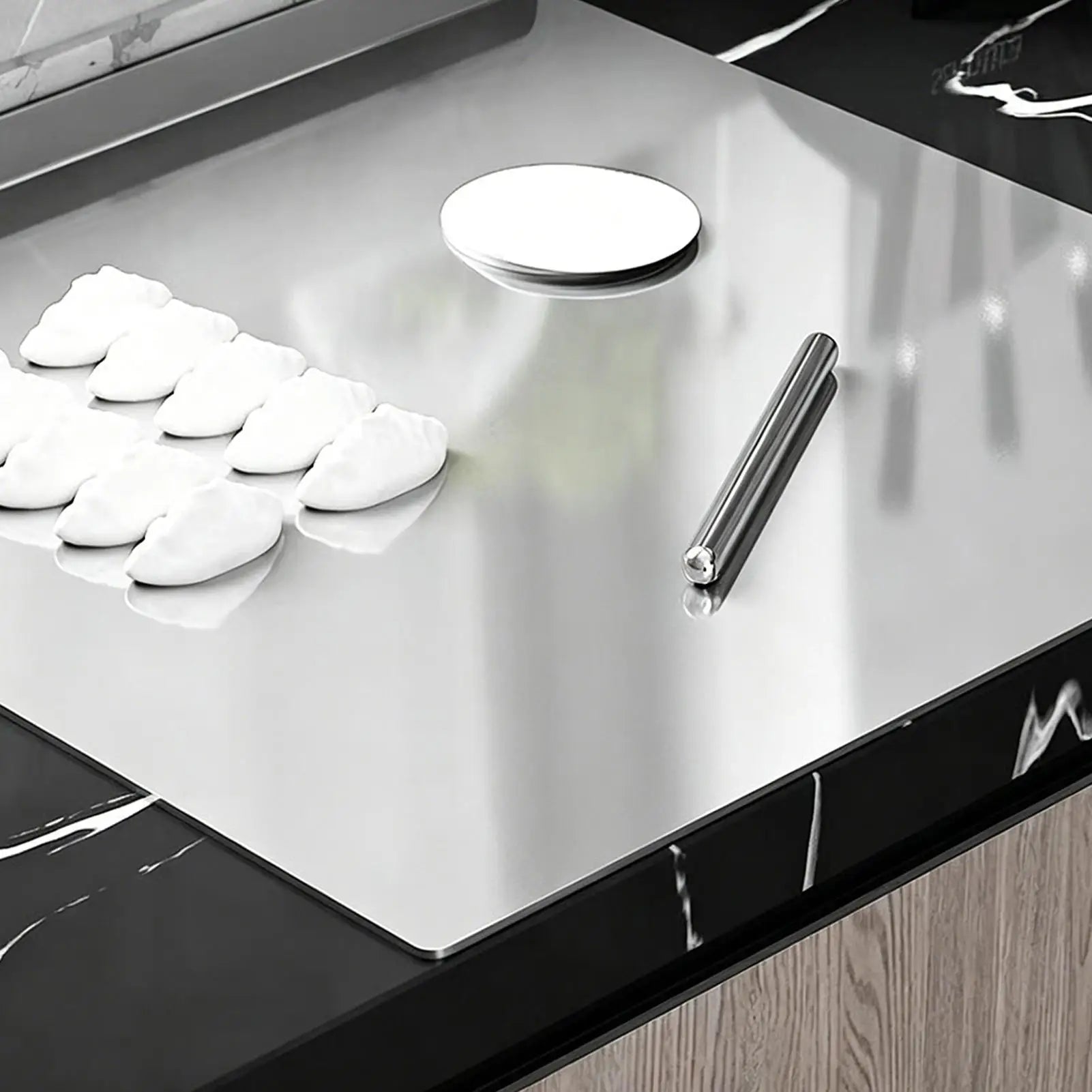 Stainless Steel Cutting Board with Lip Large Stainless Steel Non-Slip Chopping Tool Countertop Cutting Board for Raw Cooked Peaceful Pleasures Health and Wellness CN 28x30cm