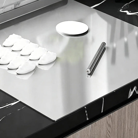 Stainless Steel Cutting Board with Lip Large Stainless Steel Non-Slip Chopping Tool Countertop Cutting Board for Raw Cooked Peaceful Pleasures Health and Wellness CN 28x30cm