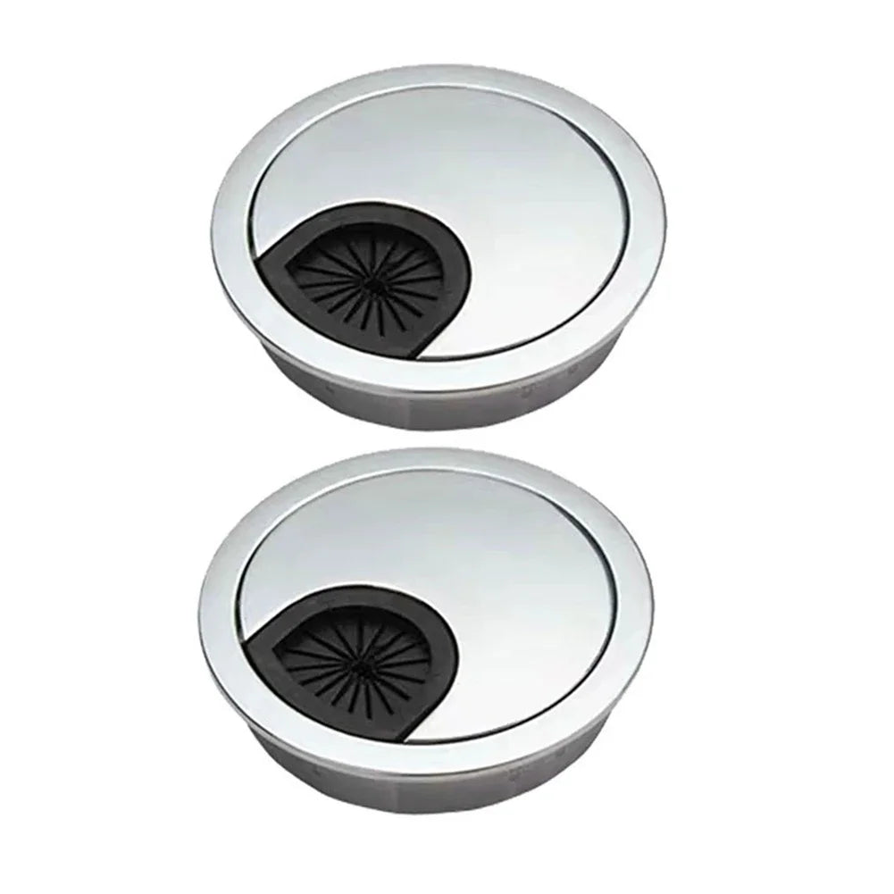 Chrome Zinc Alloy Desk Cable Hole Cover | Detachable Design